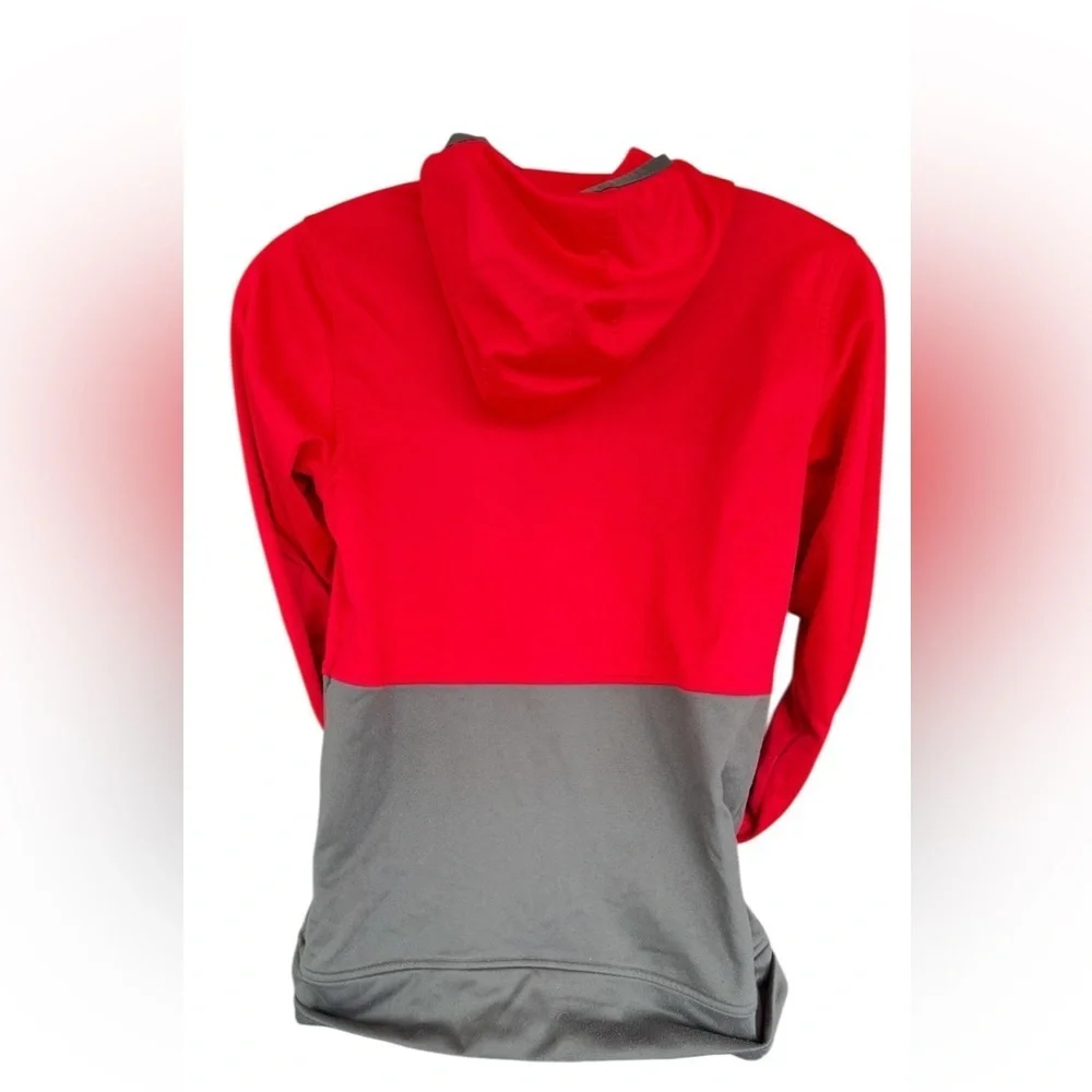 The North Face Kids Glacier fleece full-zip hooded jacket in red and grey